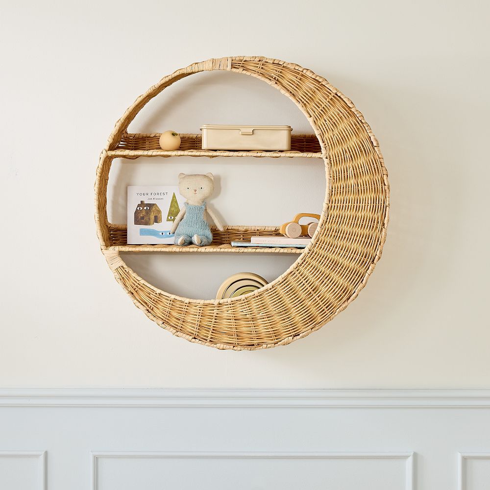 Wall shelf made of handcrafted willow material Bowlift