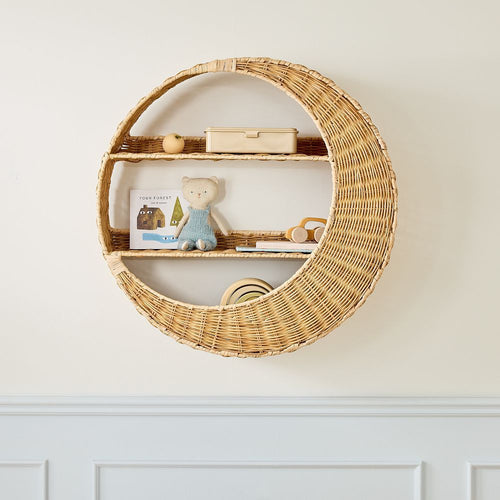 Wall shelf made of handcrafted willow material Bowlift
