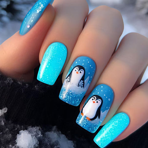 Themed Winter Penguin Nail Art Bowlift