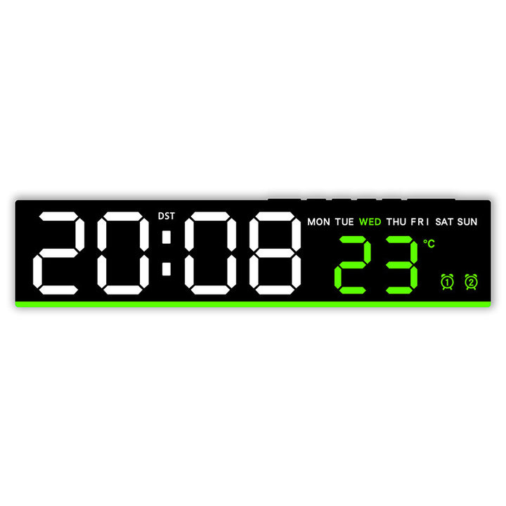 Digital wall clock with large LED digits and temperature display Bowlift