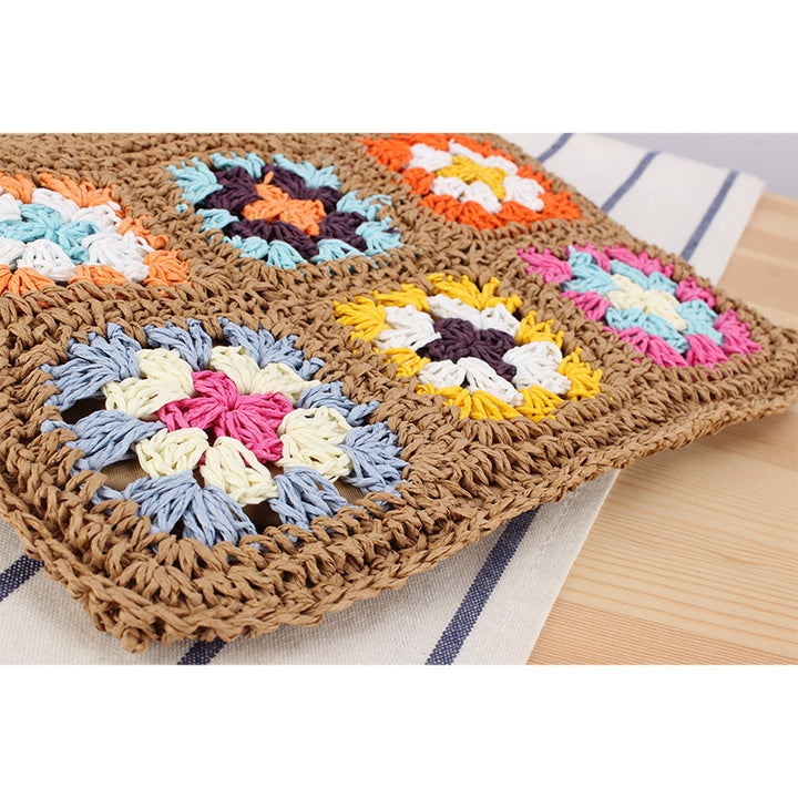 Hand-knotted shoulder bag with colorful floral pattern Bowlift