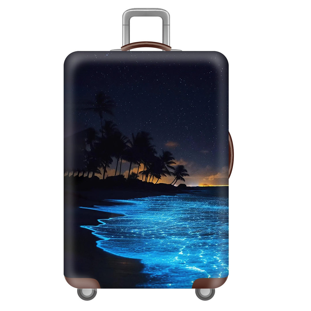 Unisex nan hard shell suitcase trolley with large landscape motif print and multidirectional wheels Bowlift