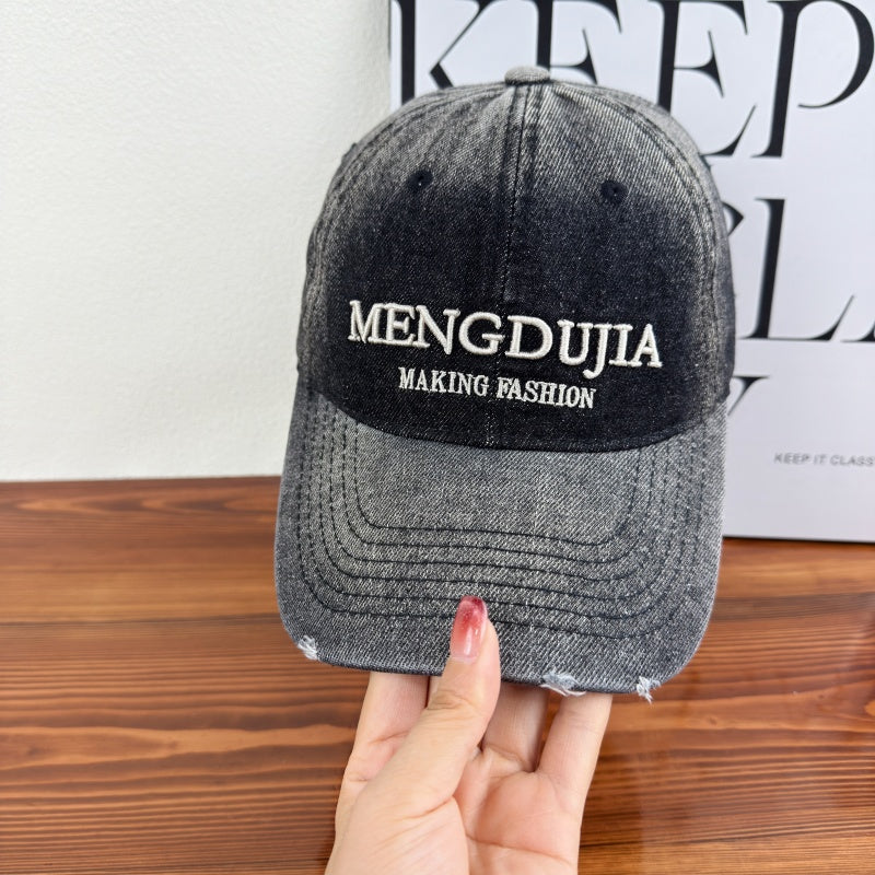 Men's Distressed Denim Baseball Cap Bowlift 1784270408
