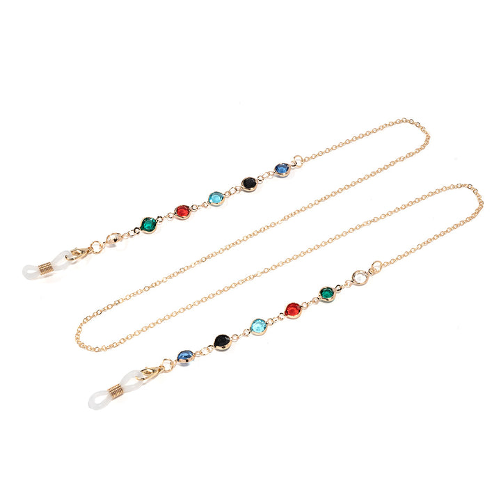 Artistic Crystal-Enhanced Eyewear Chain Bowlift