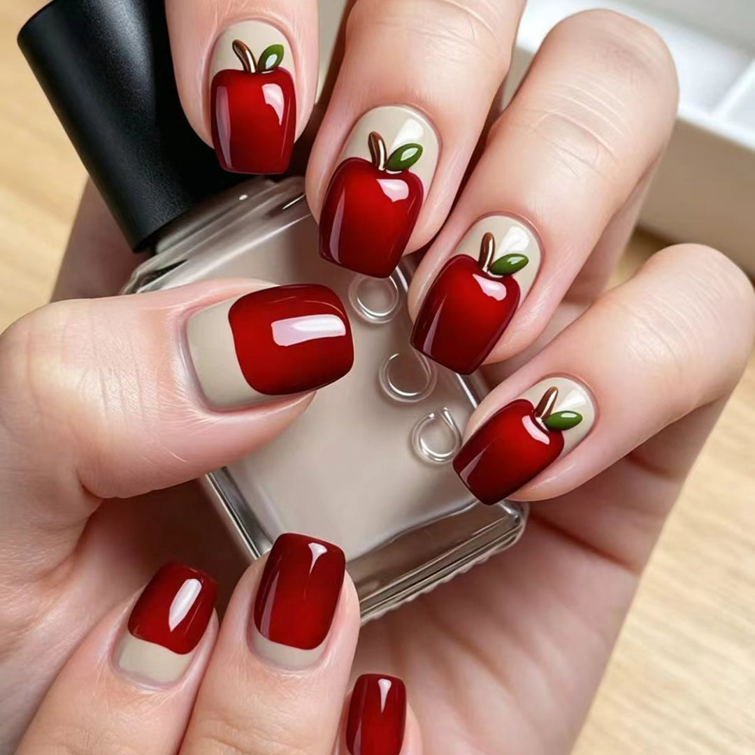 Creative Apple-Themed Nail Art Bowlift