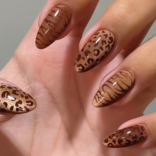 Stylish Animal Print Press-On Nail Set Bowlift