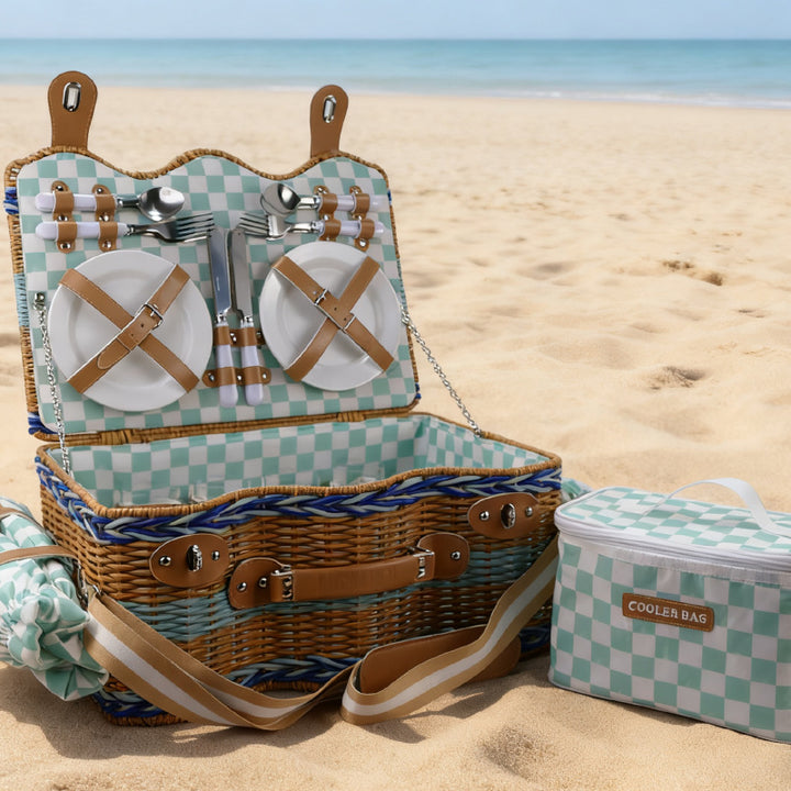 Women's picnic basket with integrated dish set and insulated cooling function Bowlift
