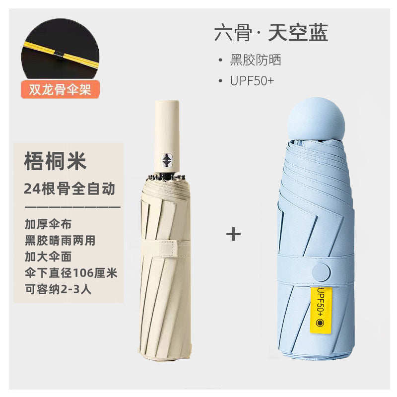 Women's Automatic Umbrella with Double Weather Protection and UV Protection Bowlift