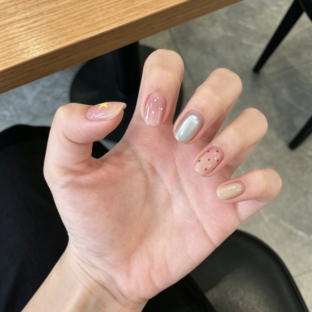 Artistic Mixed Design Press-On Nail Set Bowlift