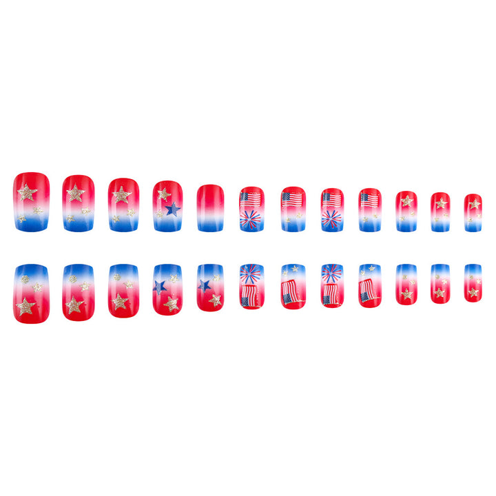 Themed Nail Art with Sparkling Stars and Stripes Bowlift