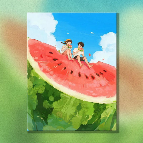 Whimsical Watermelon-Themed Canvas Artwork Bowlift