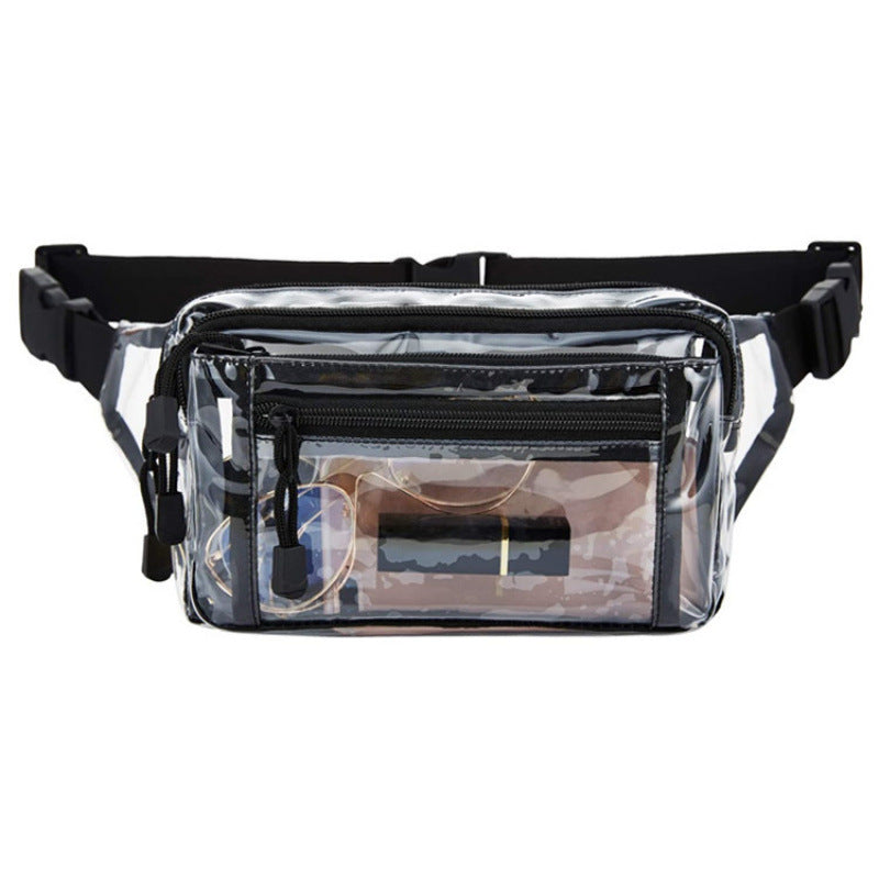 Transparent belt bag with multiple zippered compartments Bowlift