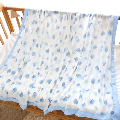 Unisex Nan cozy baby blanket made of cotton muslin with breathable filling and satin edge Bowlift