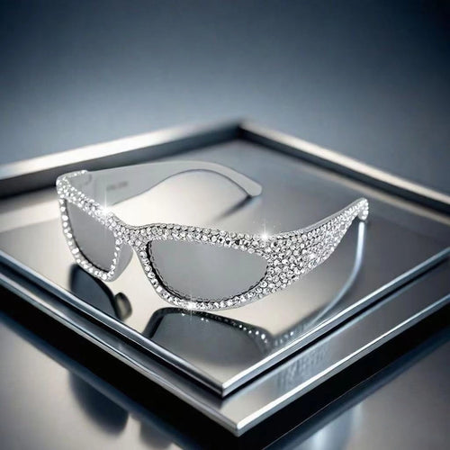Women's Glittering Sunglasses with Sparkling Crystal Frame Bowlift