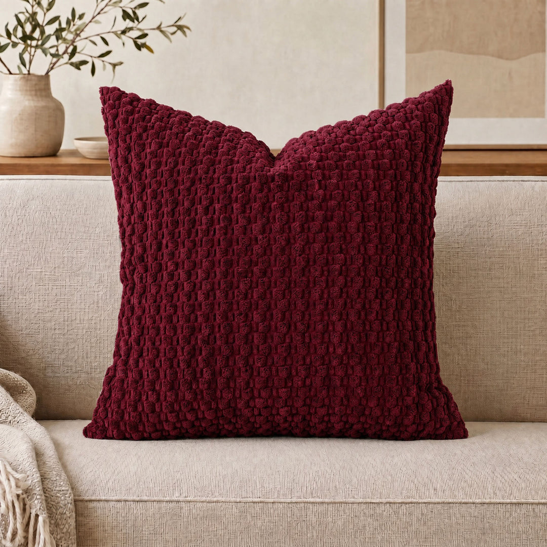 Plush Textured Throw Pillow Cover Bowlift
