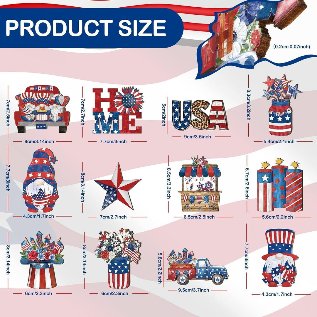 Unisex nan patriotic wooden hanging ornaments assorted Fourth of July USA cutout decorations Bowlift