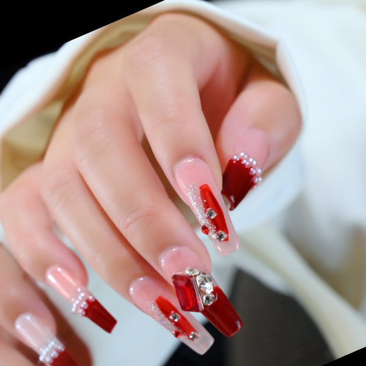 Glamorous Crystal and Gemstone Press-On Nail Set Bowlift