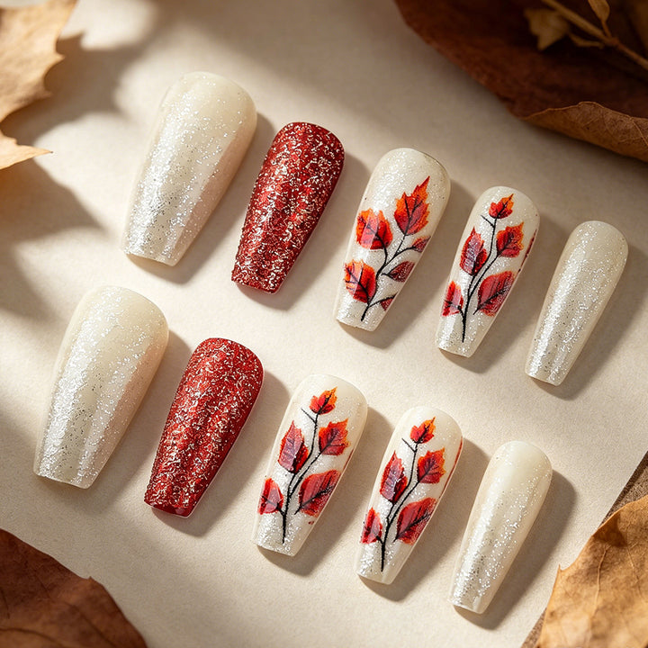 Autumn-Themed Decorative Press-On Nails Bowlift