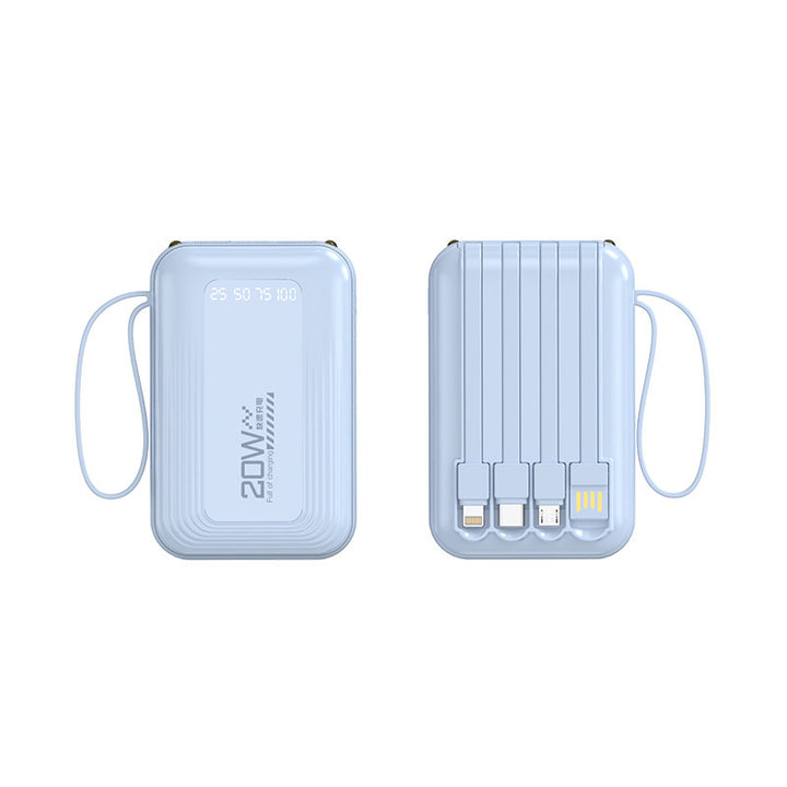 Portable power bank with integrated cable system and LED display Bowlift
