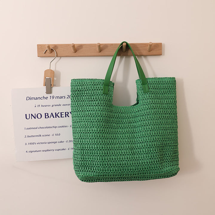 Elegant Woven Tote Bag with Sturdy Leather Handles Bowlift