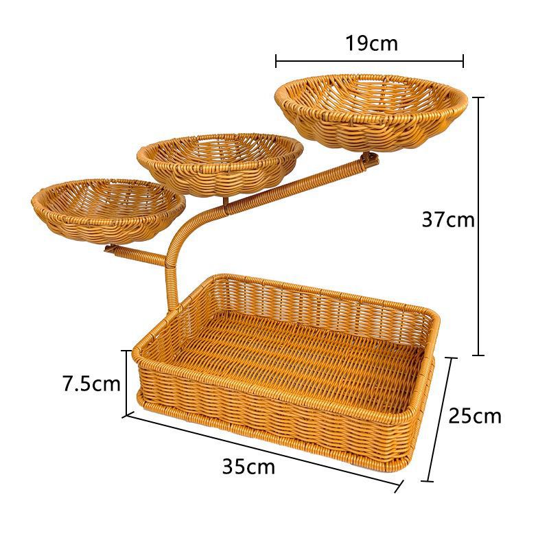 Unisex fruit and vegetable rack made of rattan with multiple levels Bowlift
