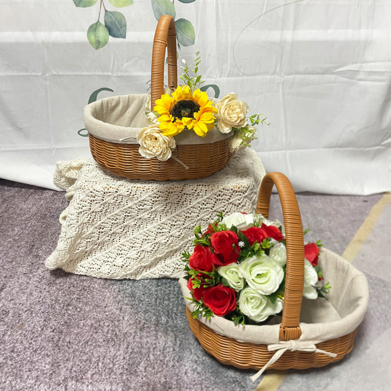 Women's Elegant Basket with Removable Fabric Insert Bowlift
