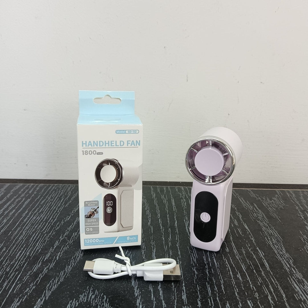 Unisex Portable Hand Fan with Digital Speed Display Bowlift