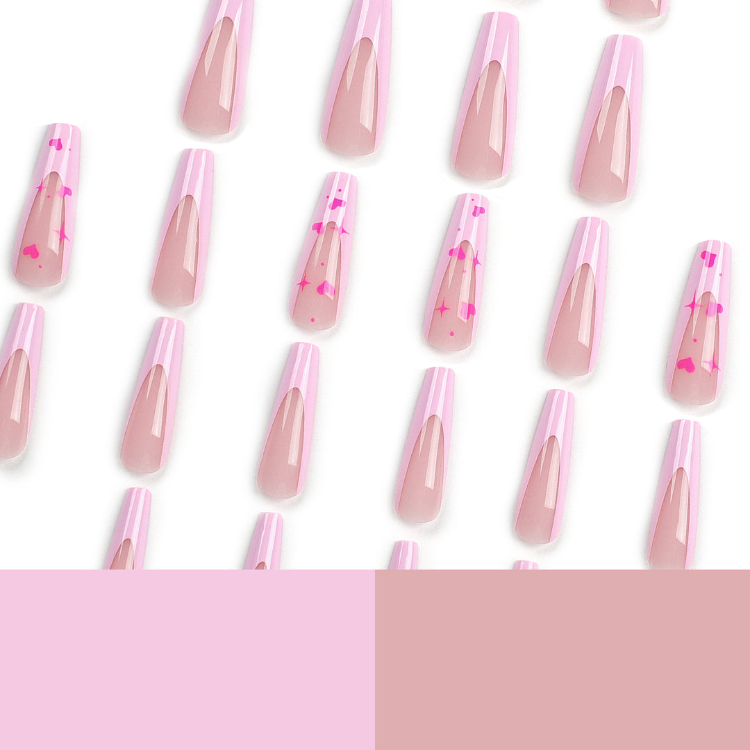 Artful Nail Extensions with Heart-Shaped Accents Bowlift