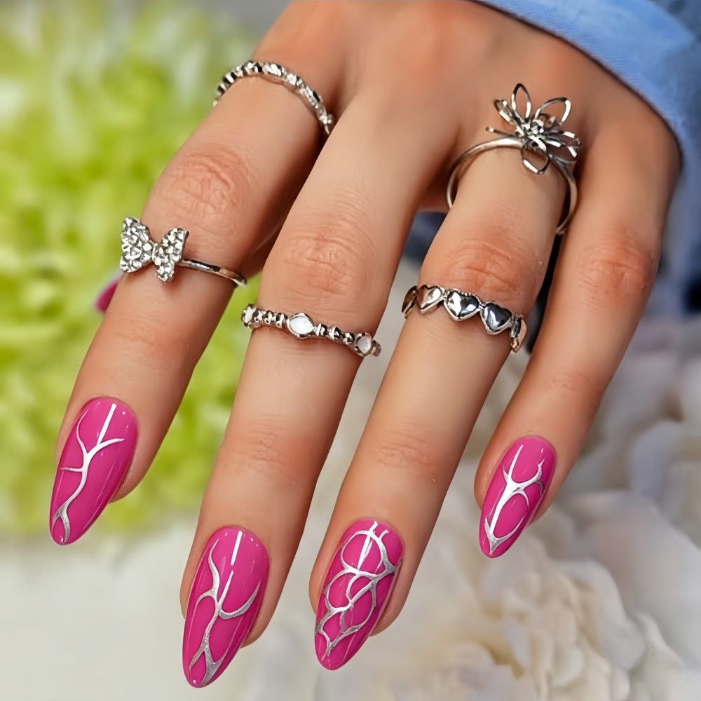 Creative artificial nails with elegant line design Bowlift