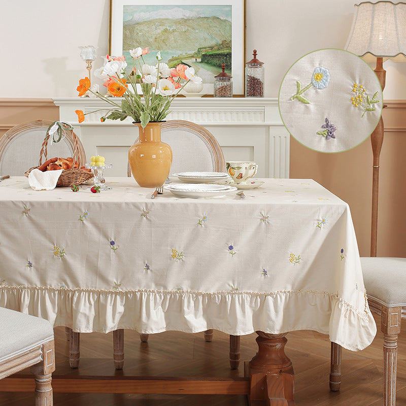 Elegant Floral Embroidered Tablecloth