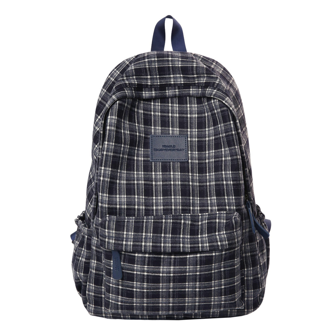 Checked Patterned Casual School Backpack Bowlift