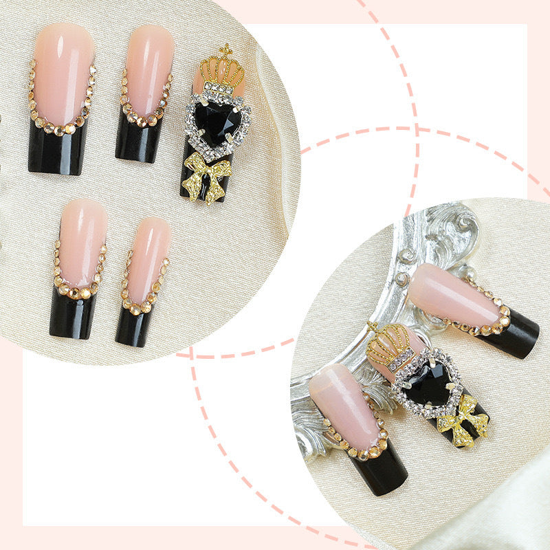 Luxury artificial nail set with sparkling rhinestone decorations and elegant accents Bowlift