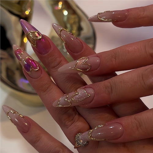 Heart-Shaped Decorative Press-On Nails Bowlift