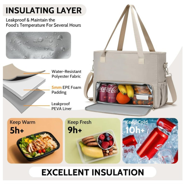 Insulated cooler bag with compartments Bowlift