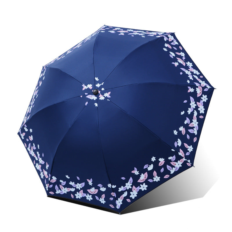 Women's Foldable Umbrella with Floral Finishes Bowlift