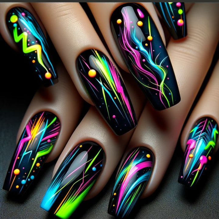Neon Abstract Artistic Nail Art Extensions Bowlift