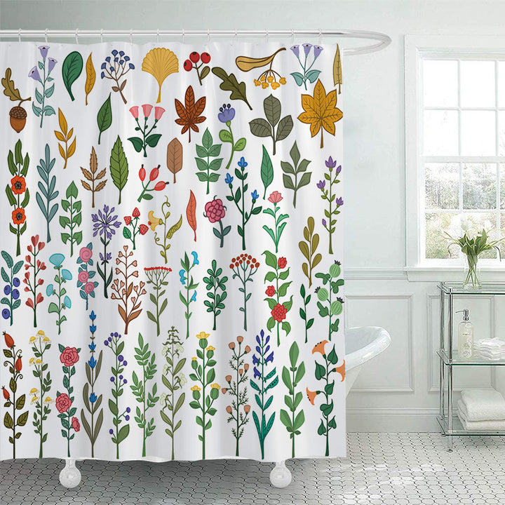 Botanical Illustration Shower Curtain Bowlift