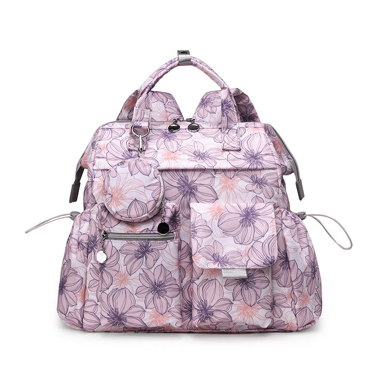 Multi-Pocket Floral Design Backpack Bowlift