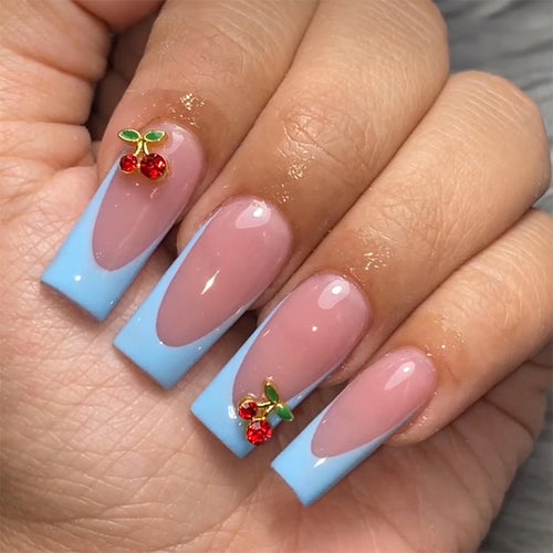 Decorative Press-On Nail Set with Floral Accents Bowlift 1788495993