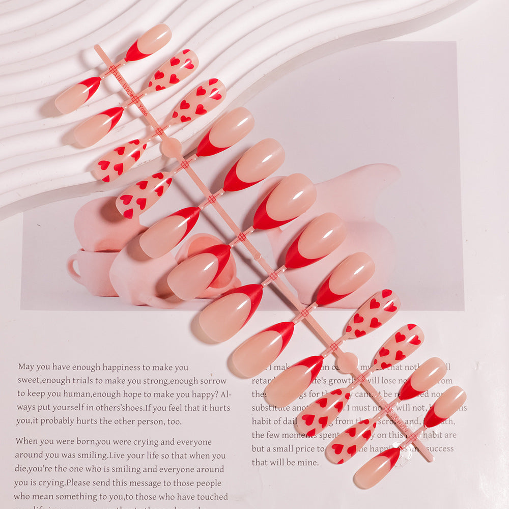 Artistic Heart Designed Press-On Nail Set Bowlift