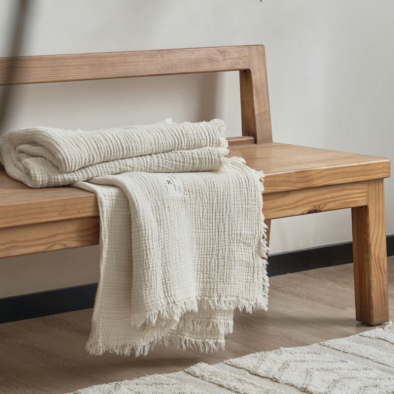 Women’s high-quality and luxurious waffle texture plaid blanket Bowlift