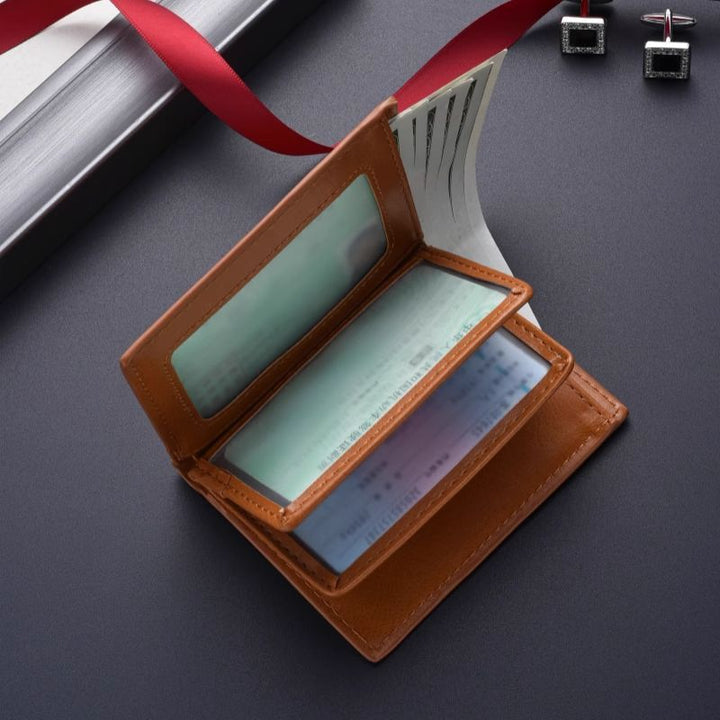 Premium Leather Business Card Holder Bowlift
