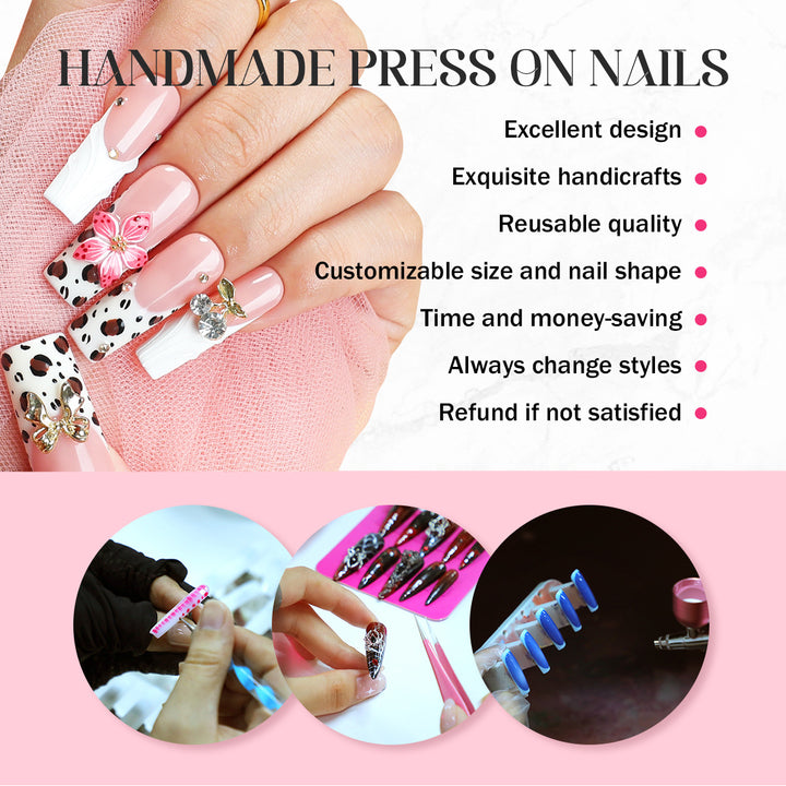Acrylic nail set with elegant decorations Bowlift