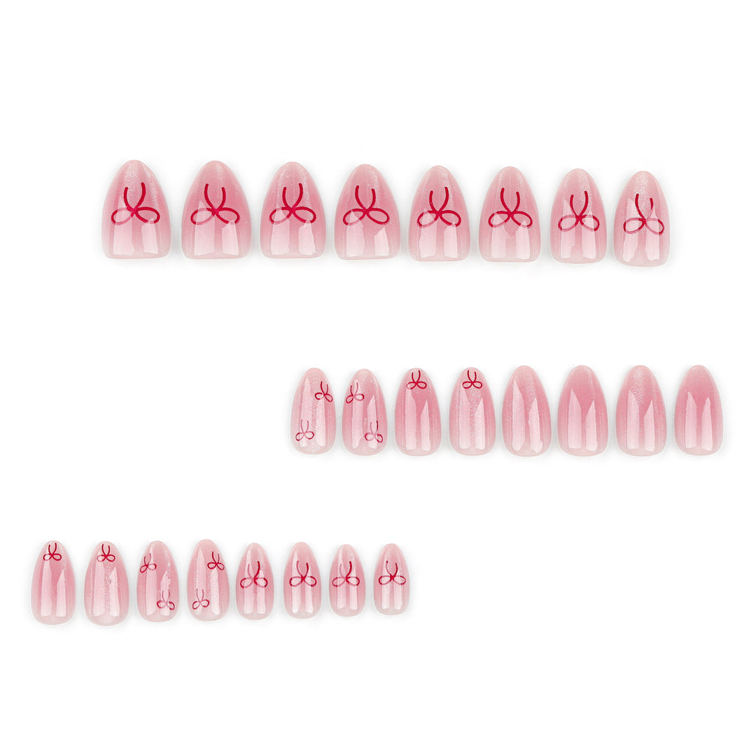 Artificial Nail Art with Bow Motif Bowlift