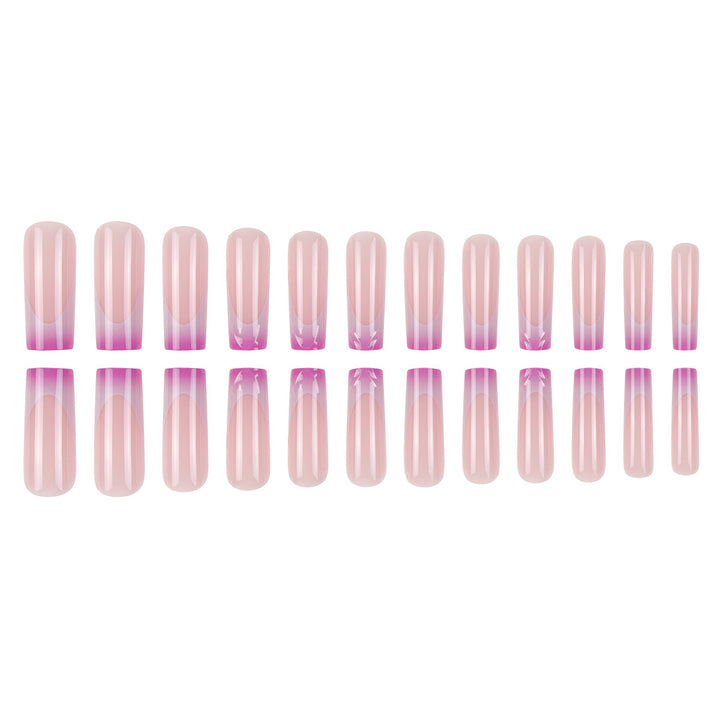 Elegant Long Acrylic Press-On Nail Set with Artistic Ombré Design Bowlift