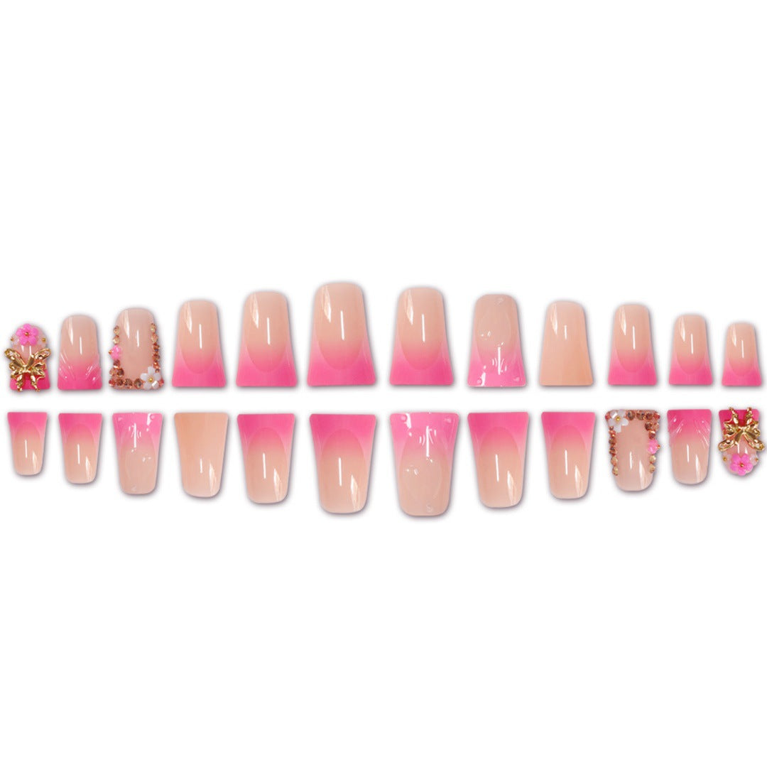 Artistic Floral Press-On Nail Set Bowlift