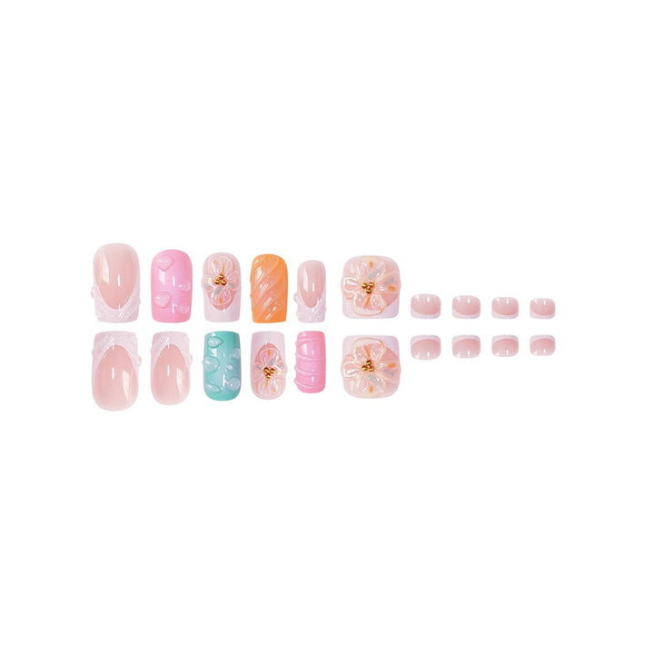 Artistic Floral Nail Enhancement Set Bowlift