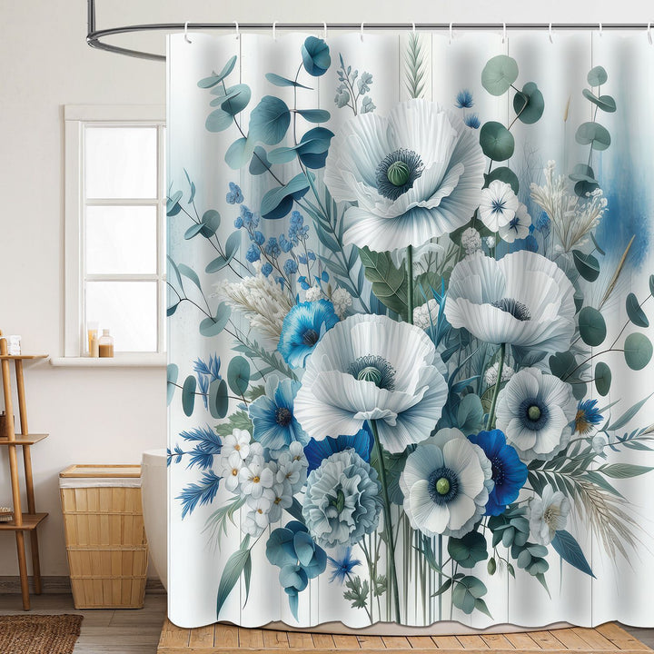 Floral Patterned Bathroom Shower Curtain Bowlift