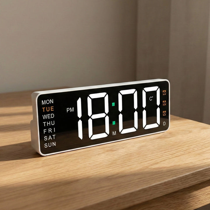 Digital wall clock with temperature and weekday display Bowlift