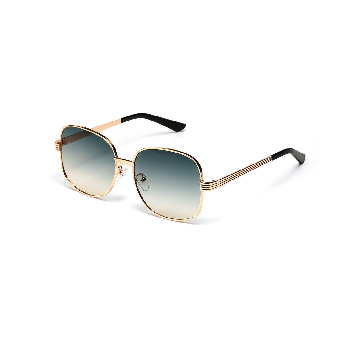 Ladies fashionable angular sunglasses with luxurious golden frame Bowlift
